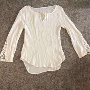 cream flare sleeve blouse